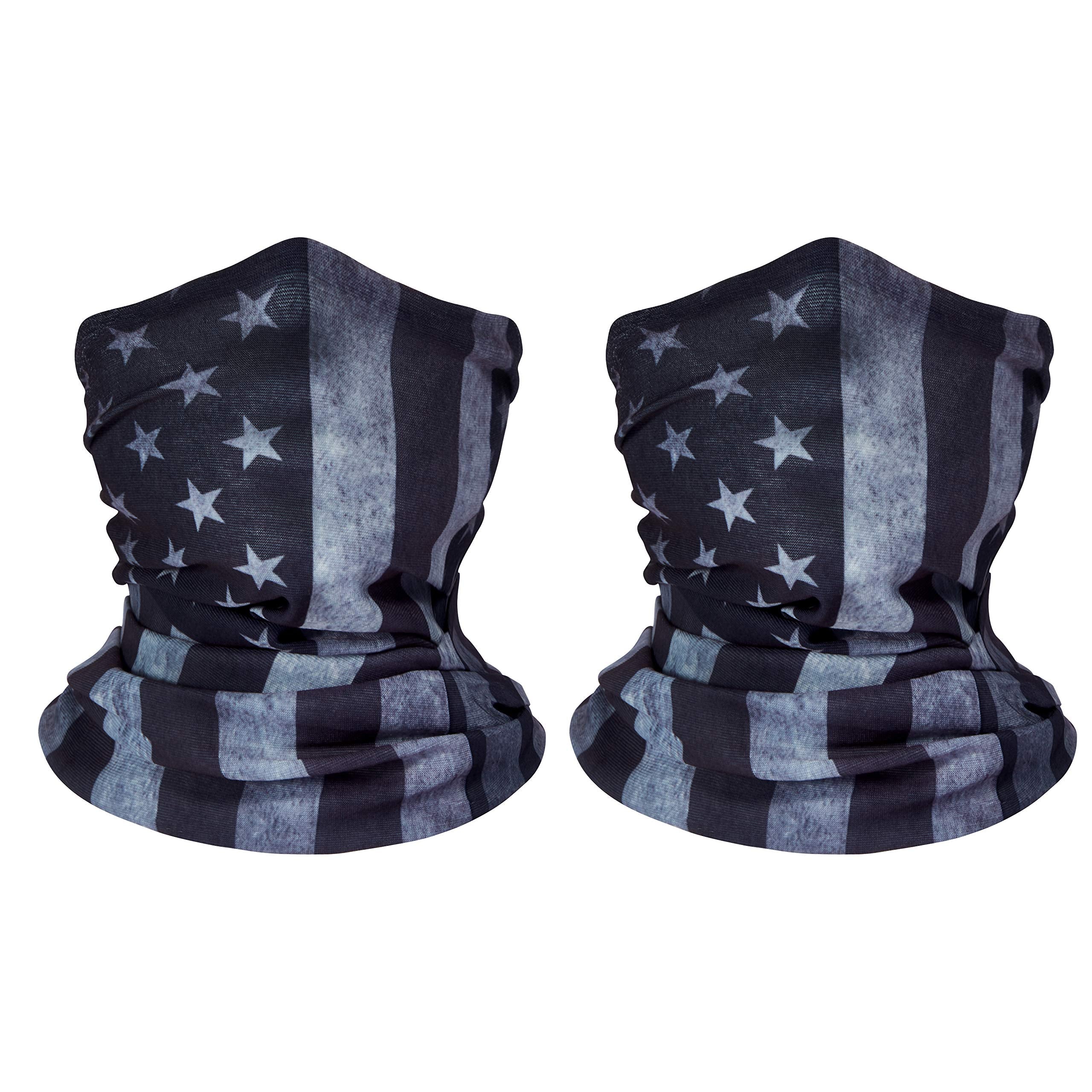 ZeeDix 2 Pcs Neck Gaiter Bandana Face Mask- Microfiber Multifunctional Seamless Headwear Face Cover Head Wrap UV Protection Face